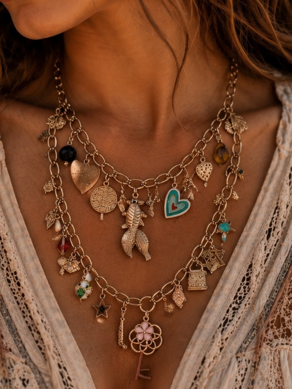 NWT Myra Gold-Tone Layered Charm Necklace